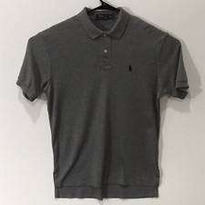 Polo Ralph Lauren Short Sleeve Gray/Black Pony Logo Polo Shirt Mens Size Medium