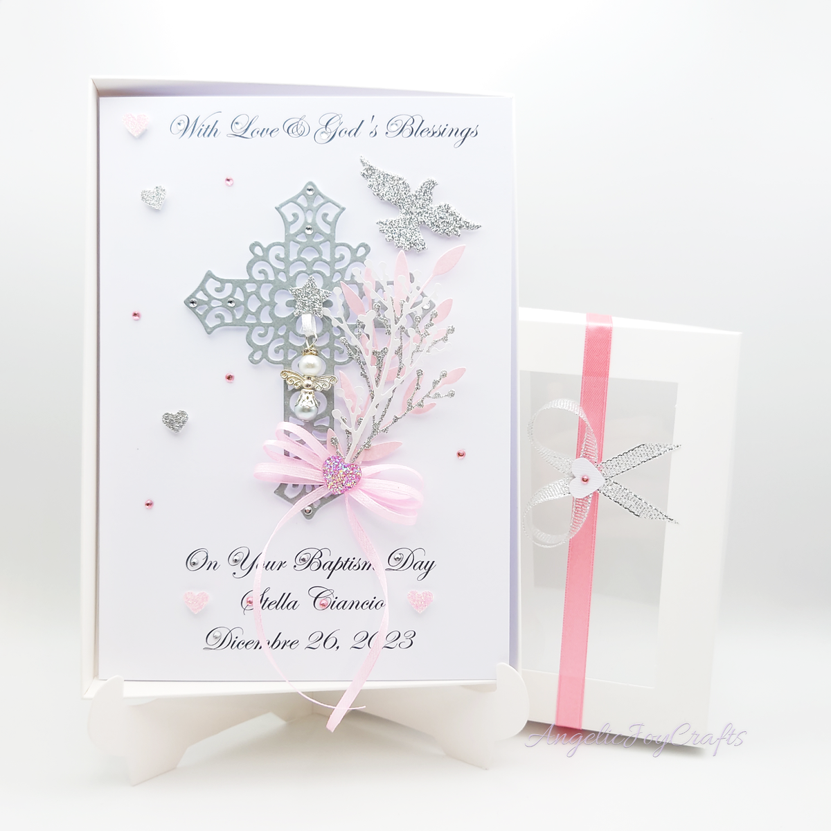 White Cotton Cards Taufsprüche-Karte Für Einen Besonderen Neffen – Handgefertigt, 16x16 Cm, Mit Strass & Glitzer
