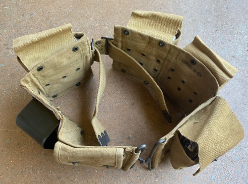 WW1 / WW2 U.S. Browning Automatic Rifle Gunner's Ammo Belt / Steel Butt Holder