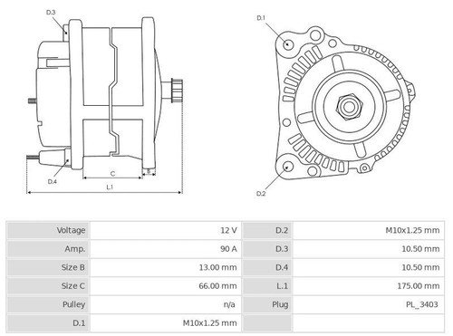 Alternator 12V/90A MAZDA 3 2.0 CA1972 - Picture 3 of 3