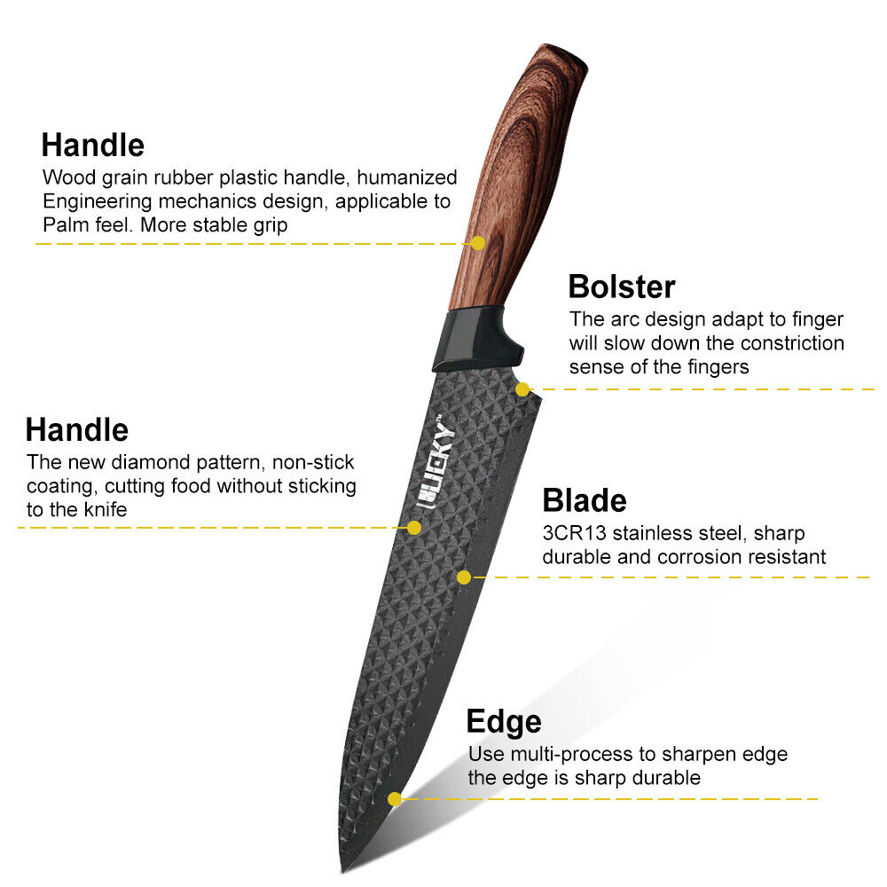 Cuchillos profesionales, juego de cuchillos de chef de 9 piezas de acero  inoxidable prémium en estuche