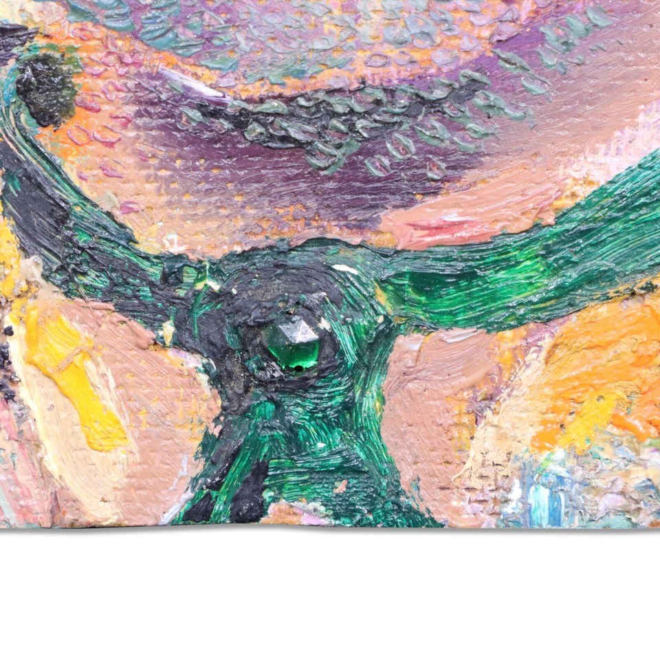 William Persona Emmett Kelly Sad Clown Original Oil Painting 10x8