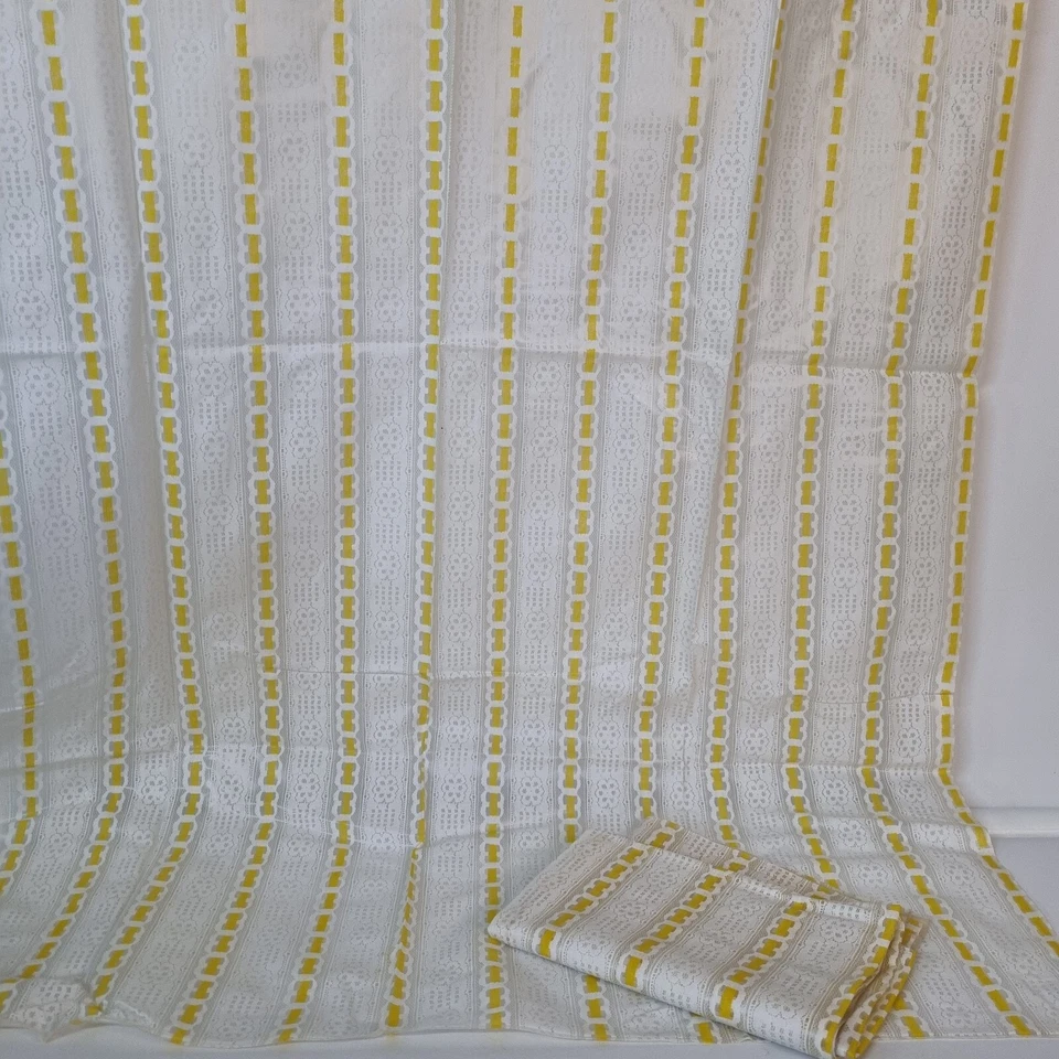 Juego de 2 cortinas de vinilo de colección blanco amarillo encaje cottagecore retro MCM baño 36 X 52 Foto 2 de 4