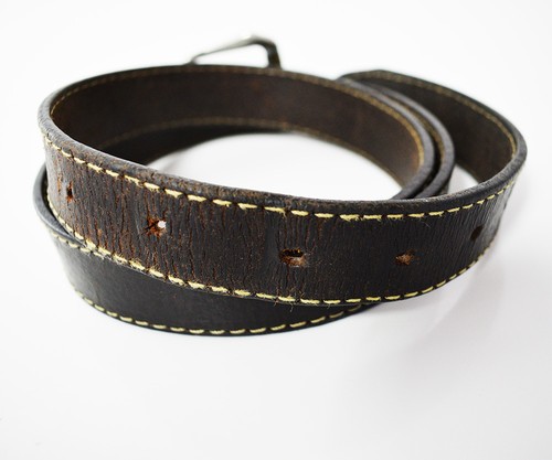 Vintage Men Leather Belt Black - Picture 3 of 4