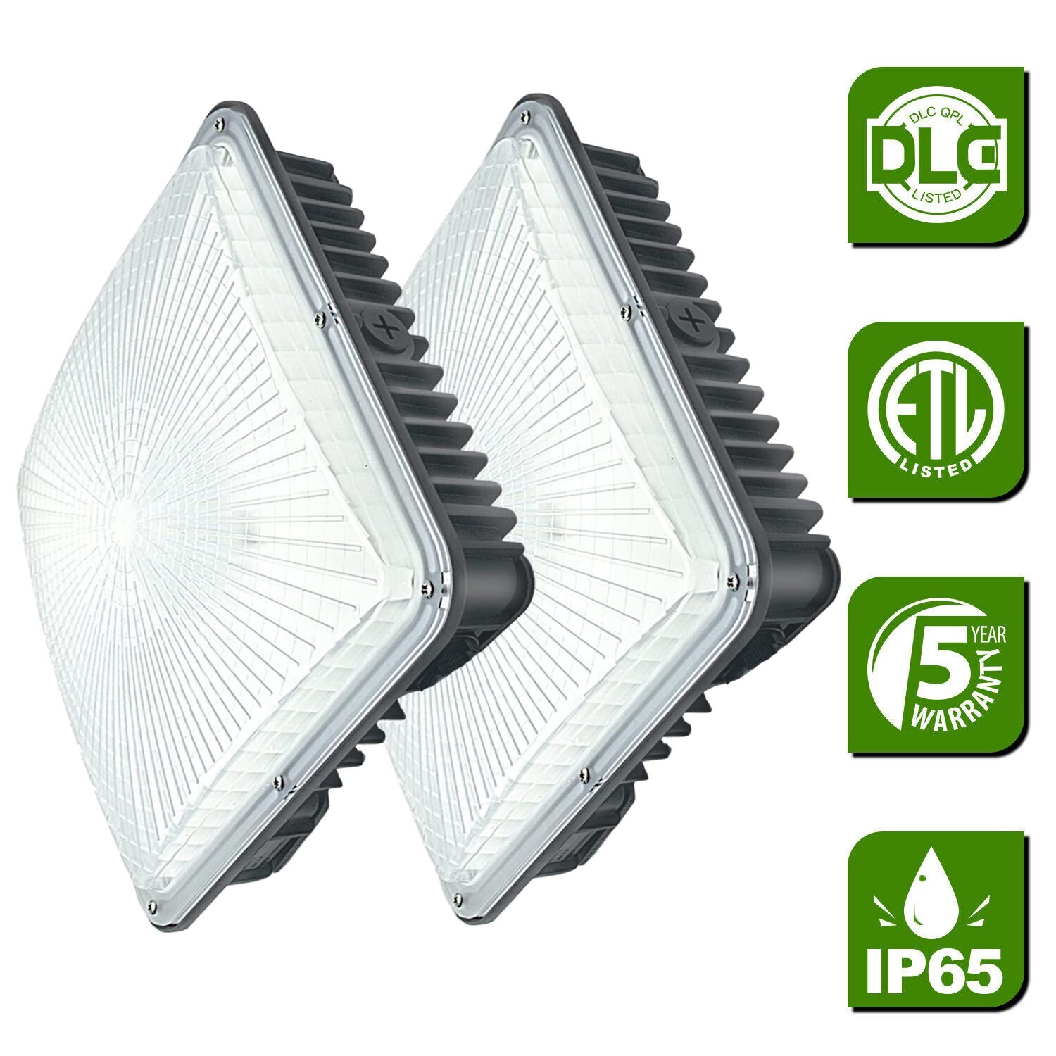 LED Canopy Light 70W Gas Station Carport Ceiling Lights 2 Pack,110-130VAC 5500K