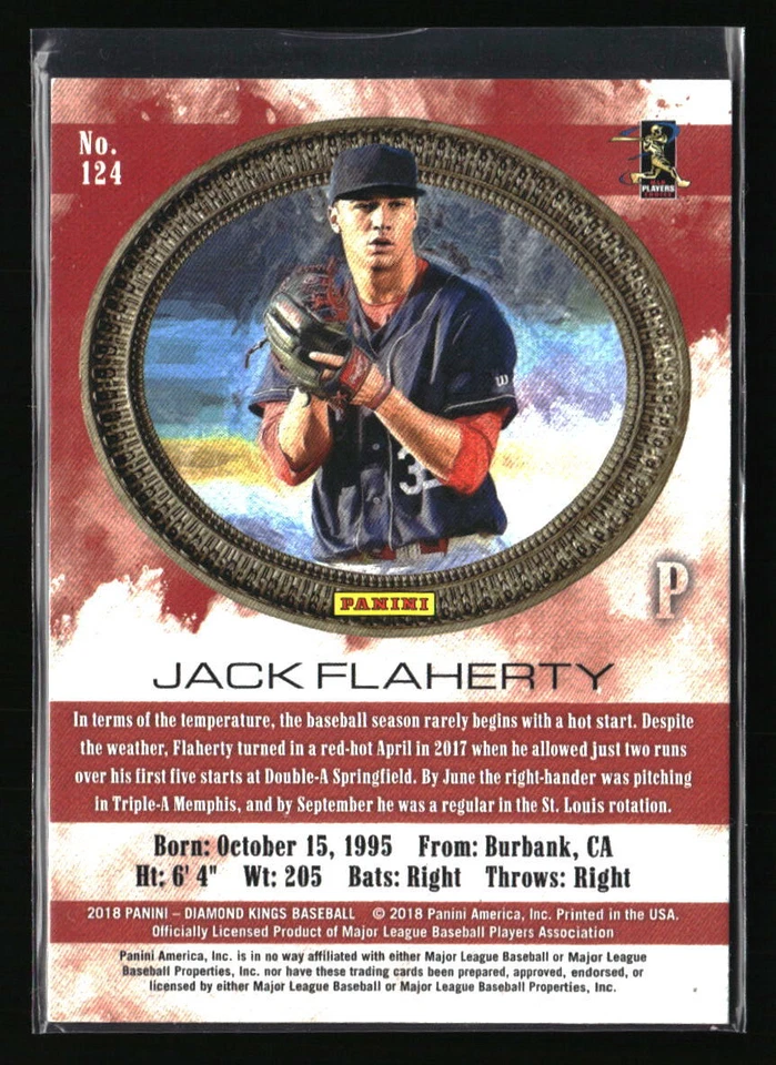Jack Flaherty 2018 Panini Diamond Kings Red #124 RC Baseball Card - Image 2 of 2