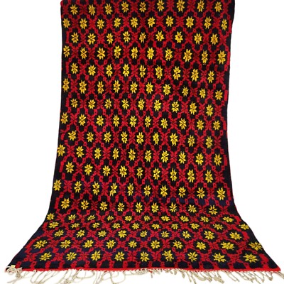 Vintage Berber Moroccan Rug Fringe Rich Red Tribal Geometric Design Carpet 10x6