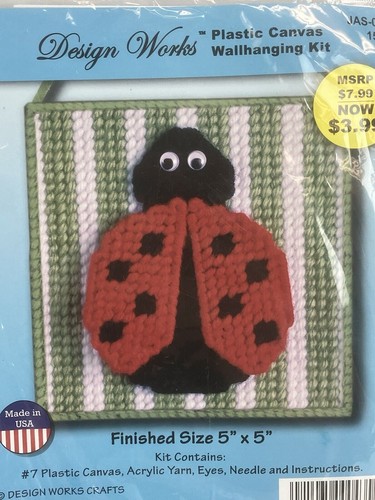 Design Works Daisy JAS-043 Plastic Canvas Wallhanging Kit 5x5 Lady Bug New - Picture 2 of 4