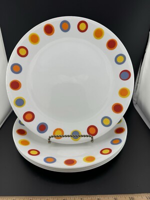 SET OF CORELLE HOT DOTS DINNER PLATES 10 1/4