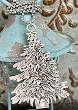 Beautiful Large Christmas Tree Silver Tree Necklace. Holidays