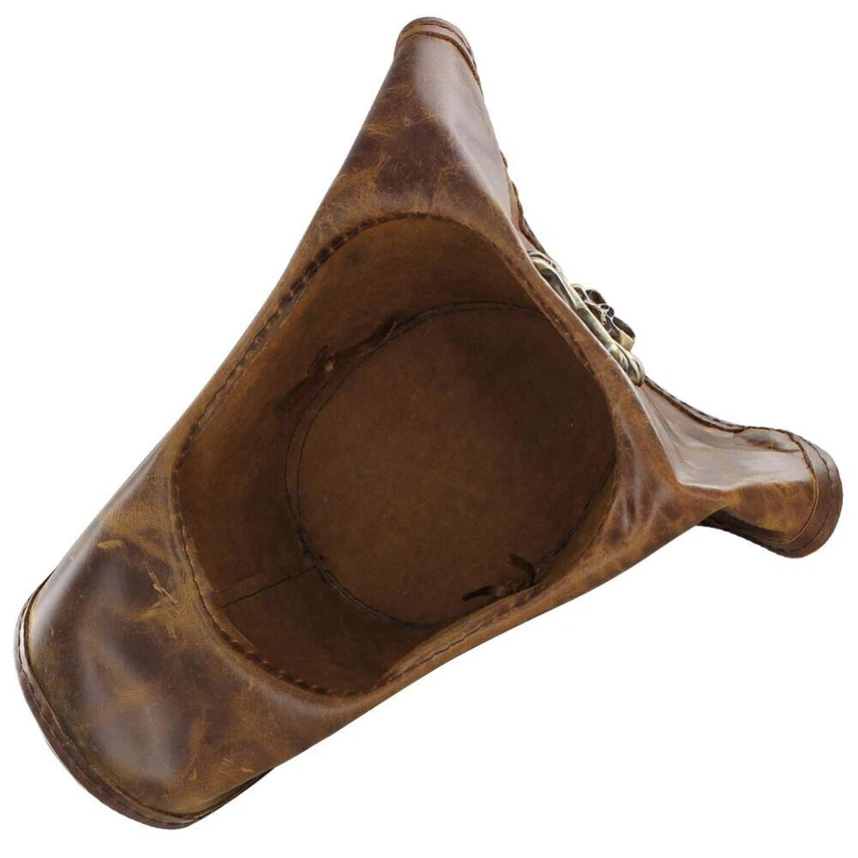 Disfraz colonial de cuero genuino pirata tricornio teatro escenario sombrero - marrón Foto 4 de 4