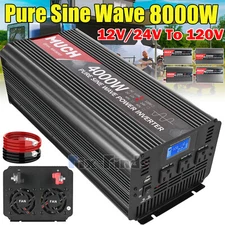 Pure Sine Wave Inverter 4000W 6000W 8000W 12V 24V - 110V 120V Solar Off Grid LCD