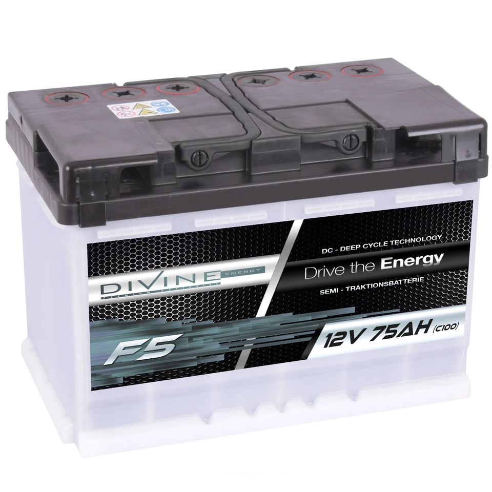 DiVine F5 12V 75Ah Batterie Solar Versorgung Notstrom Windkraft Beleuchtung