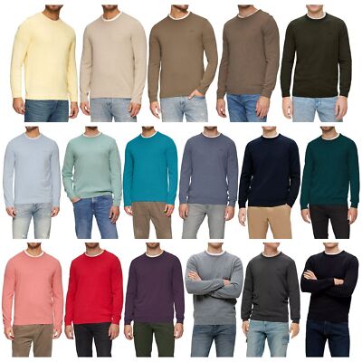 Herren Pullover Fein-Strick Pulli Rundhals-Ausschnitt