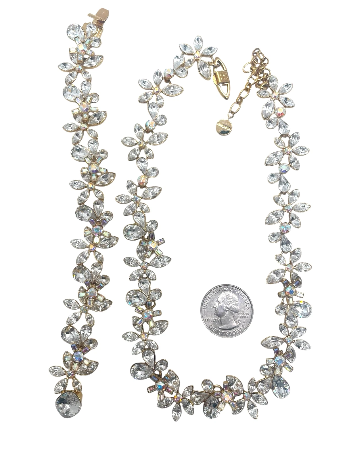 Squisita collana e bracciale vintage firmato Givenchy baguette e marchese