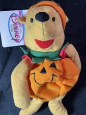 VINTAGE DISNEY STORE WINNIE THE POOH PUMPKIN JACK O BEANBAG PLUSH NWT HALLOWEEN