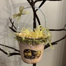 Easter Vintage Style Paper Mache Treat Basket