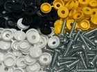 128 NUMBER PLATE CAR FIXING FITTING KIT 64 SCREWS HINGE CAPS BLACK YELLOW WHITE