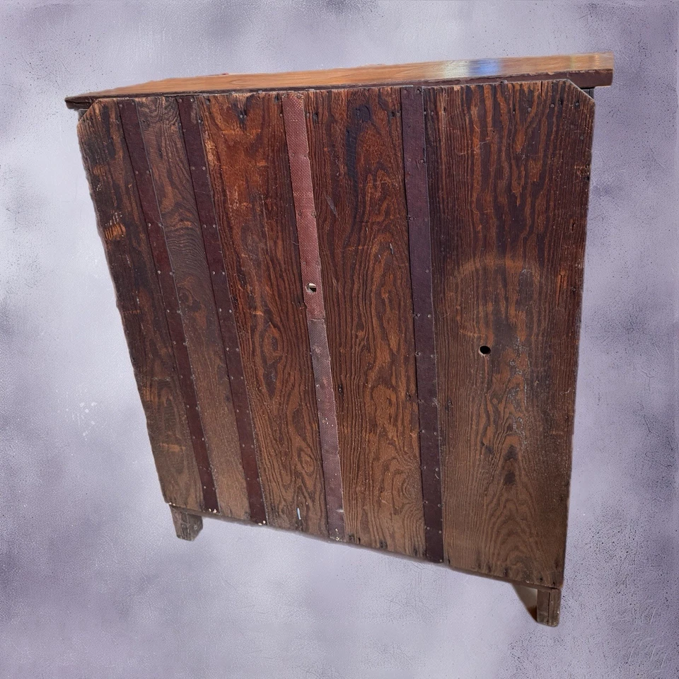 Antique Primitive Pine Cupboard w/ Glass Doors & Large Drawer –Country Farmhouse - Image 3 of 3