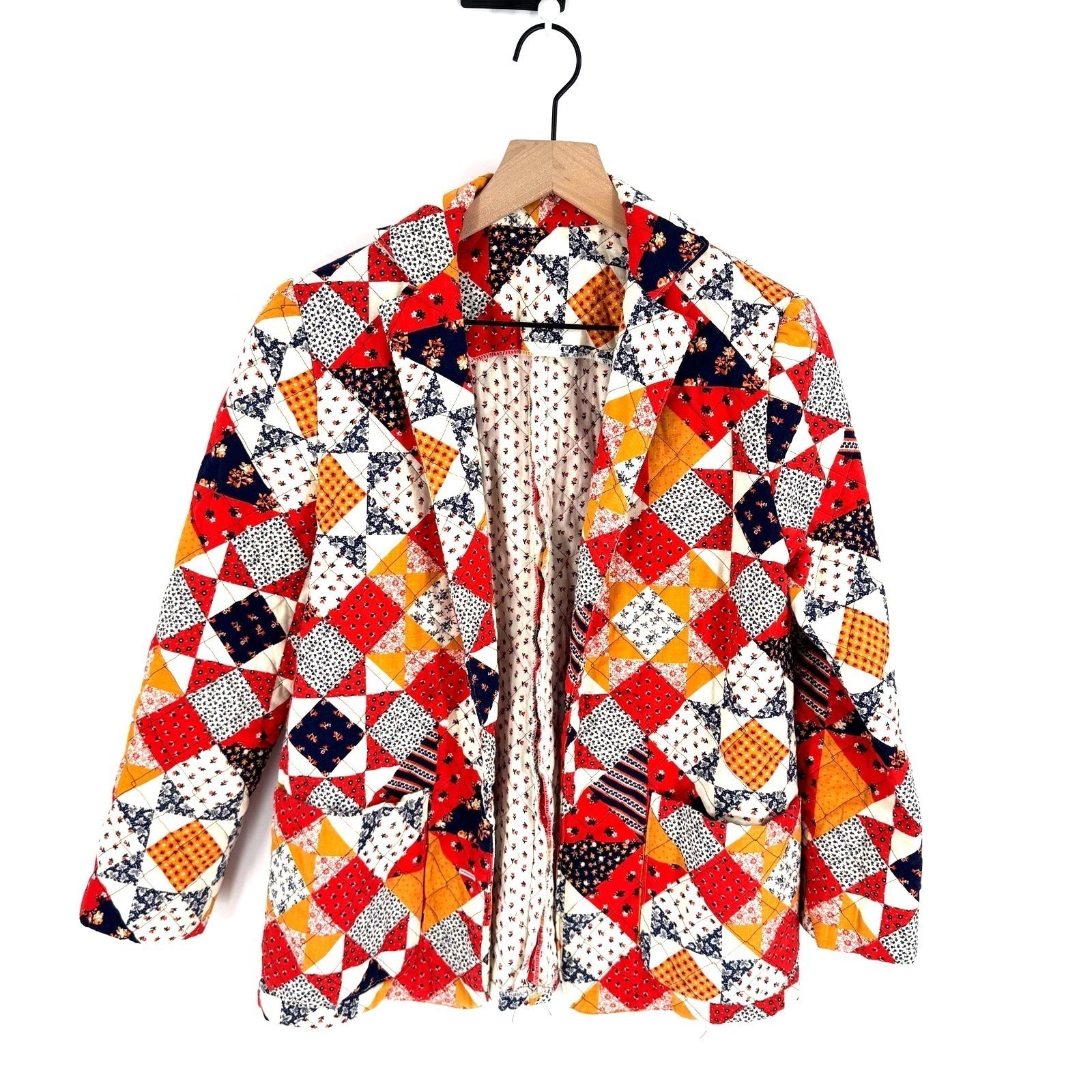 Handmade Quilted Patchwork Jacket Size M Cottage … - image 8