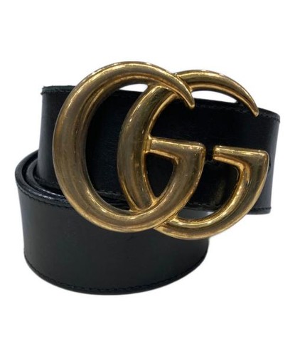 GUCCI                    GG Marmont Belt Black x Gold 406831