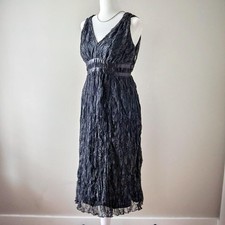 Gray V Neck Lace Semi formal Cocktail Evening Midi Dress 