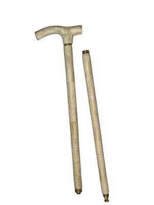 Vintage Look Usable Folding Hand Carved  Camel Bone Walking Stick Cane L-92 Cm