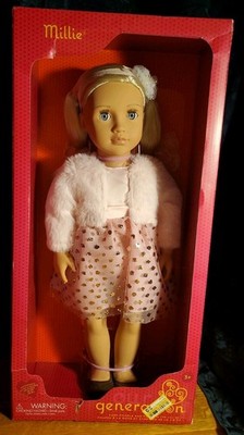 Our Generation Millie 18-inch Fashion Play Doll Pink Sparkle Dress & Faux Fur