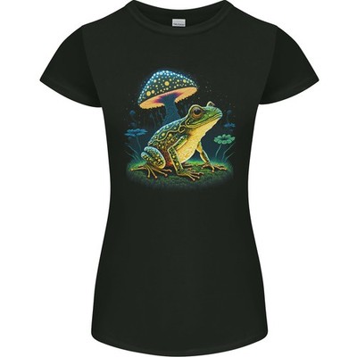 Ein Trippy Frog Magic Mushrooms LSD Damen Petite Cut T-Shirt