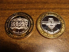 Las Vegas $10 Gaming Token .999 Fine Silver pair - GEM!