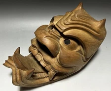 Kagura Furyu Mask #521 Japanese Vtg Wooden Furyumen Oni Hannya Demon Devil Noh
