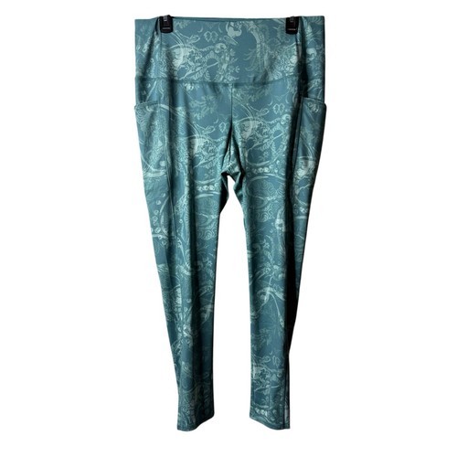 Chicos Zenergy Blue Marbled Paisley Pull On Leggings Size Large 2 NWT