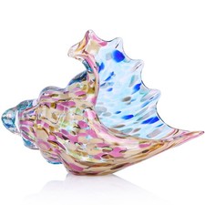 Hand Blown Glass Conch Figurines, Stained sea Glass Artwork, sea Shell Coasta...