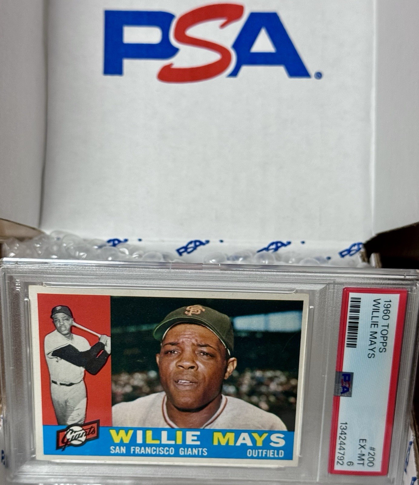 1960 Topps Baseball Card Willie Mays #200 HOF Vintage PSA 6 EX-MINT NEWLY GRADED