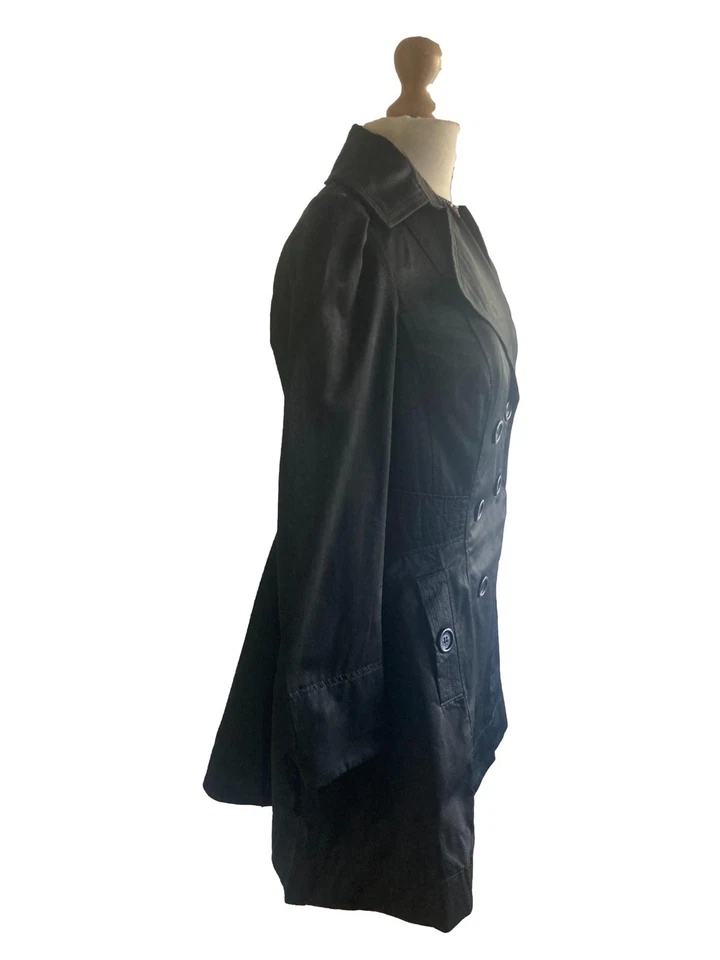 Black Military Gothic Steampunk Victorian Short Jacket Mac Coat Size 8 10 12 14 - Image 2 of 4