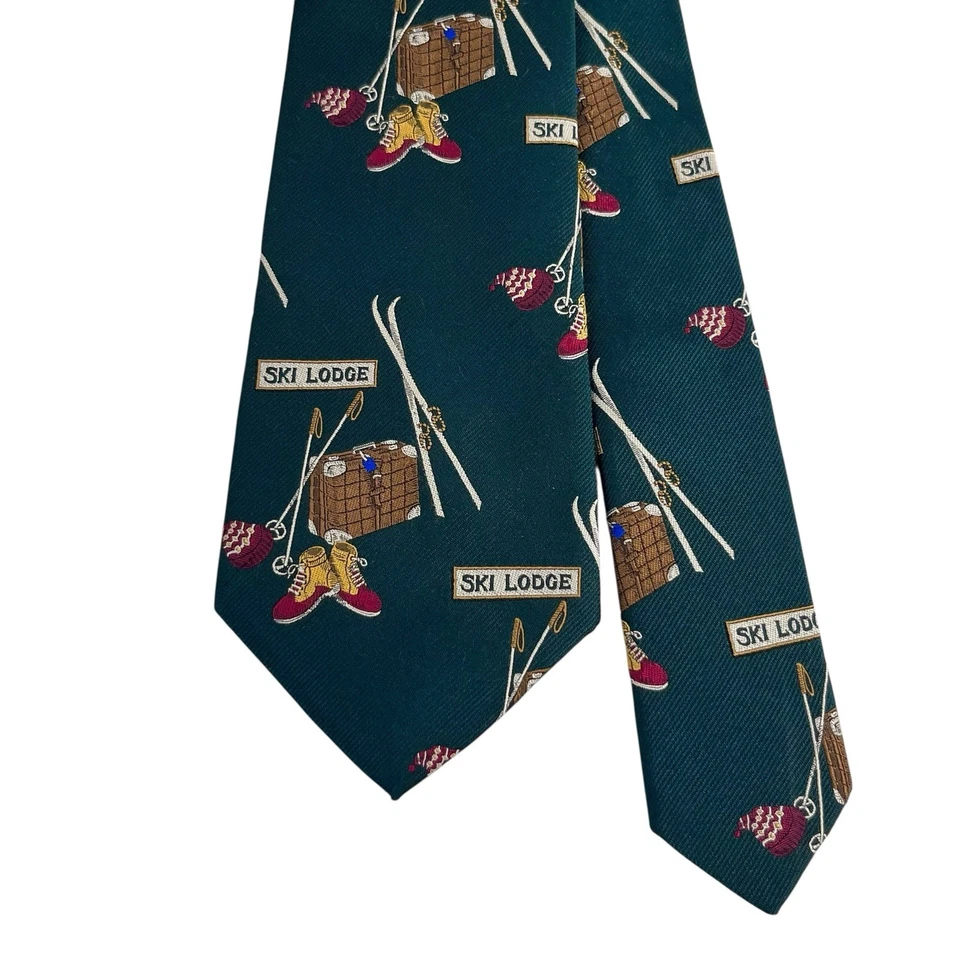 Polo Ralph Lauren Para Hombres De Colección 1992 Ski Lodge Hunter Verde Seda 3 5/8" (W) x 57" (L) Foto 2 de 4