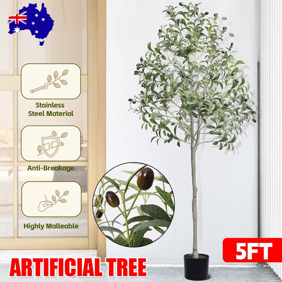 Artificial Plants Indoor Tree Fake Olive Tree Decoration Plant Home Office 150cm