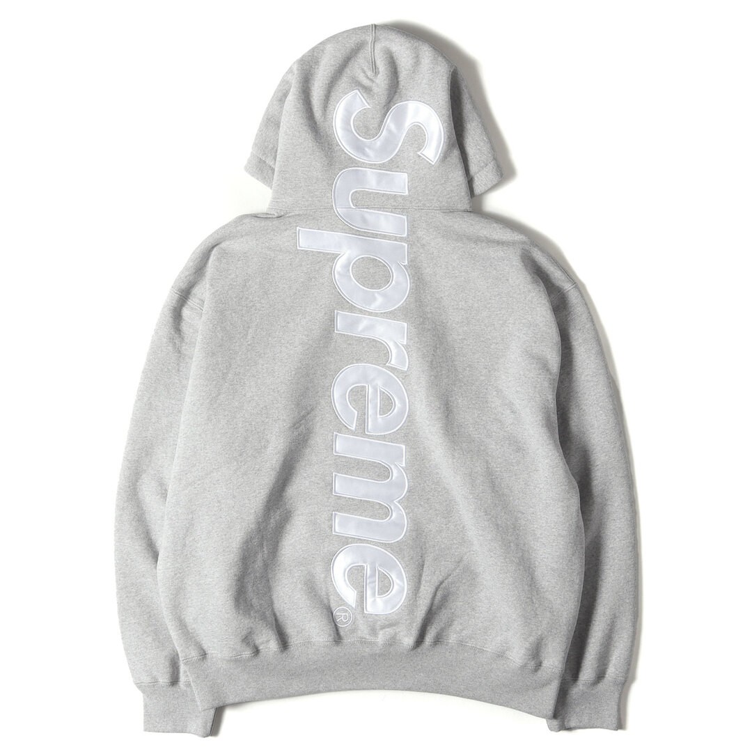 Supreme Hoodie Heather Grey Sz: S 25AW Big Satin Applique Sweatshirt Used BEEG-0