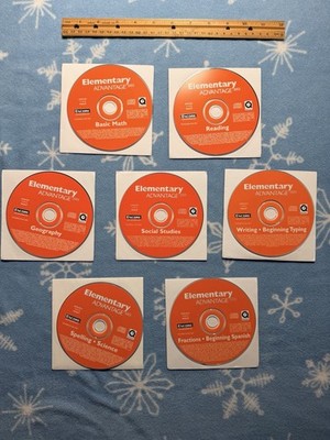 Lot of 7 Elementary Advantage 2003 PC CD-ROM Set - Math Reading Spanish Typing