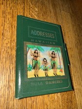 Vintage Hawaiian Dancer Hula Mini Collectible Green Souvenir Address Book Japan