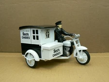 See's Candies Die Cast Motorcycle w/ sidecar, delivery man