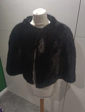 Paula Borges Black Faux Fur Shoulder Cape 40's/50's Style Uk14 Winter Christmas 