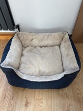 Navy Blue Pets At Home Warm Fleeced Lined Dog Bed 70cm x 55cm