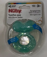 Nuby Silicone Teether Teethe-EEZ Teether w/ Bristles Soothes & Clean Gums w/Case