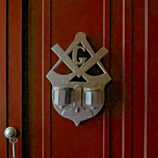 Antique Cast Iron Masonic Square and Compasses Faux Match Holder Plaque Sign