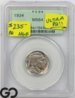 1934 Buffalo Nickel PCGS MS 64 ** Old Green Label, Strong FULL Strike!