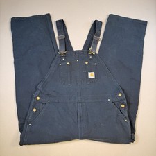 Carhartt Overalls Mens 44 x 34 R01 Double Knee Bib Duck Canvas Workwear Black