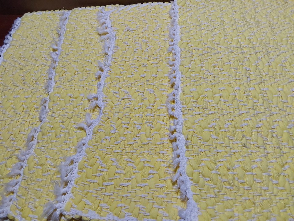Loom Woven Handmade Summer Bright Yellow White Square Thick Placemats