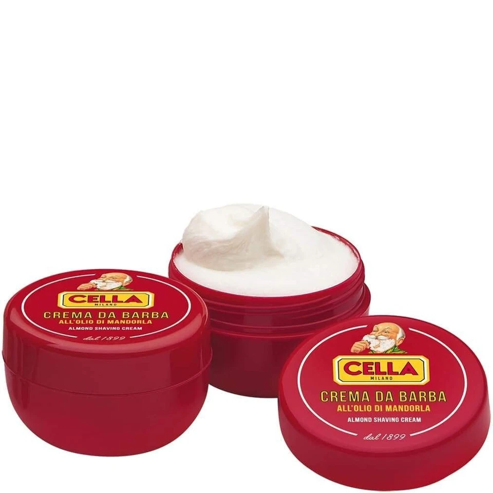 Crema de Afeitar Cella 150gr - Espuma Rica con Sebo, Aroma Almendra Hecho en Italia Foto 3 de 4