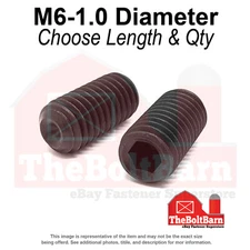 M6-1.0 Class 45H Cup Point Socket Set Screws Black Oxide (Pick Length & Qty)
